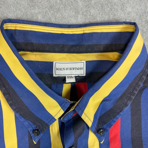 Maus & Hoffman Other - Maus & Hoffman Shirt Mens XXL Blue Striped Long Sleeve Button Down Made USA